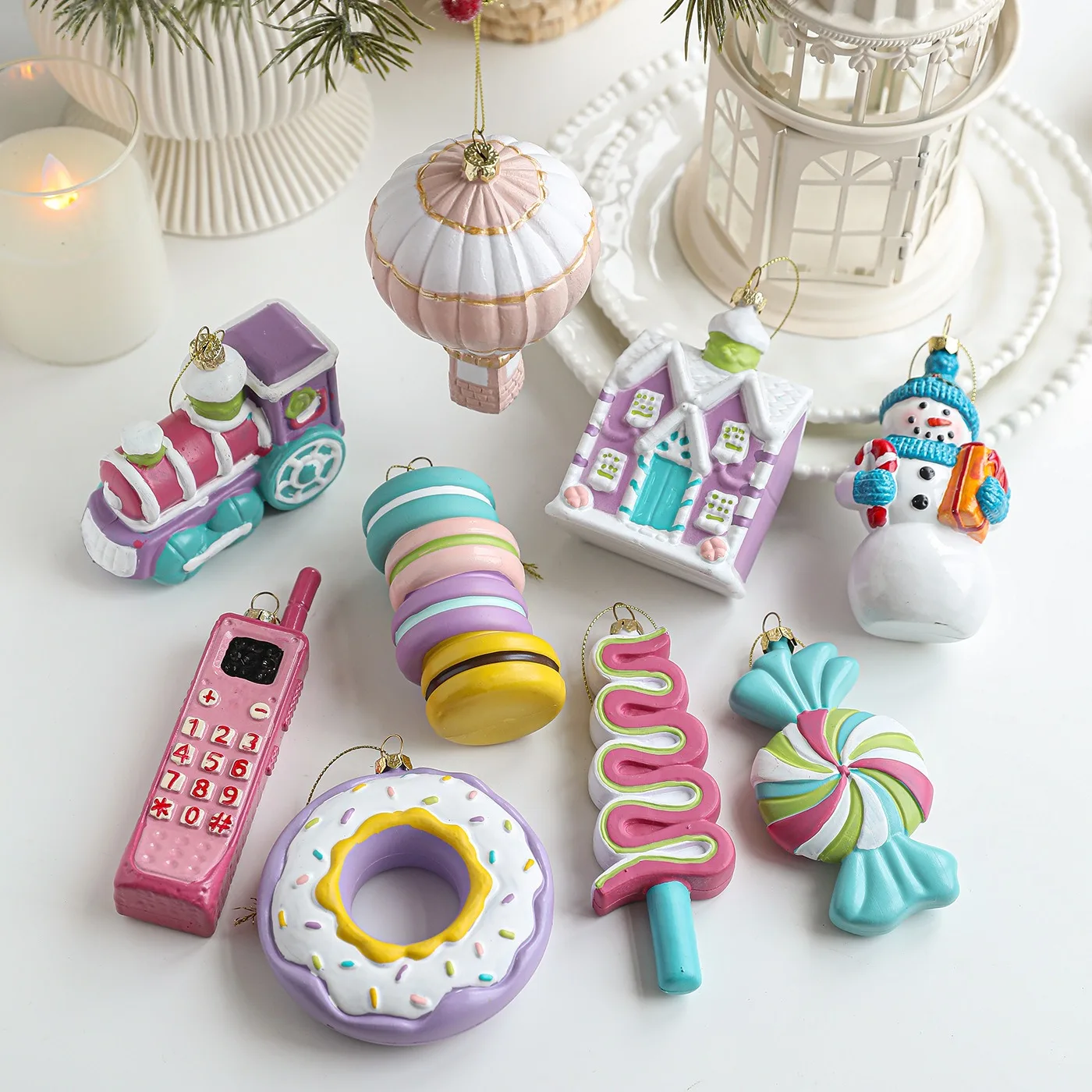 Christmas Macaron Ice Cream Donut Shape Snowman Ball Ornament Xmas Tree Hanging Pendants Home Party Navidad Christmas Decor 2026 - Image 2