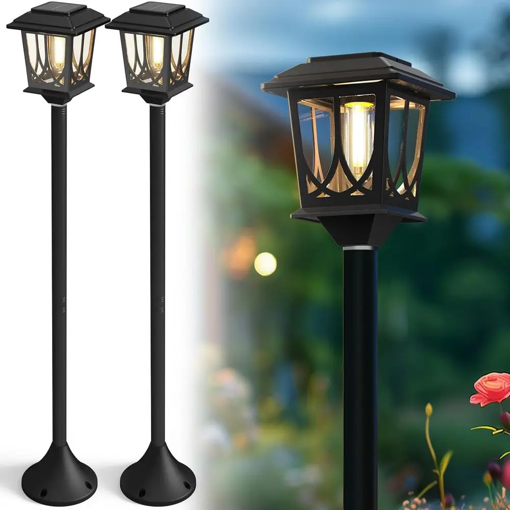 

2 Pack r Lamp Post Light, 40" H Outdoor StainlSteel Pole r Garden Lights, Waterproo 3000K Warm White Auto On/O or Patio Backyard