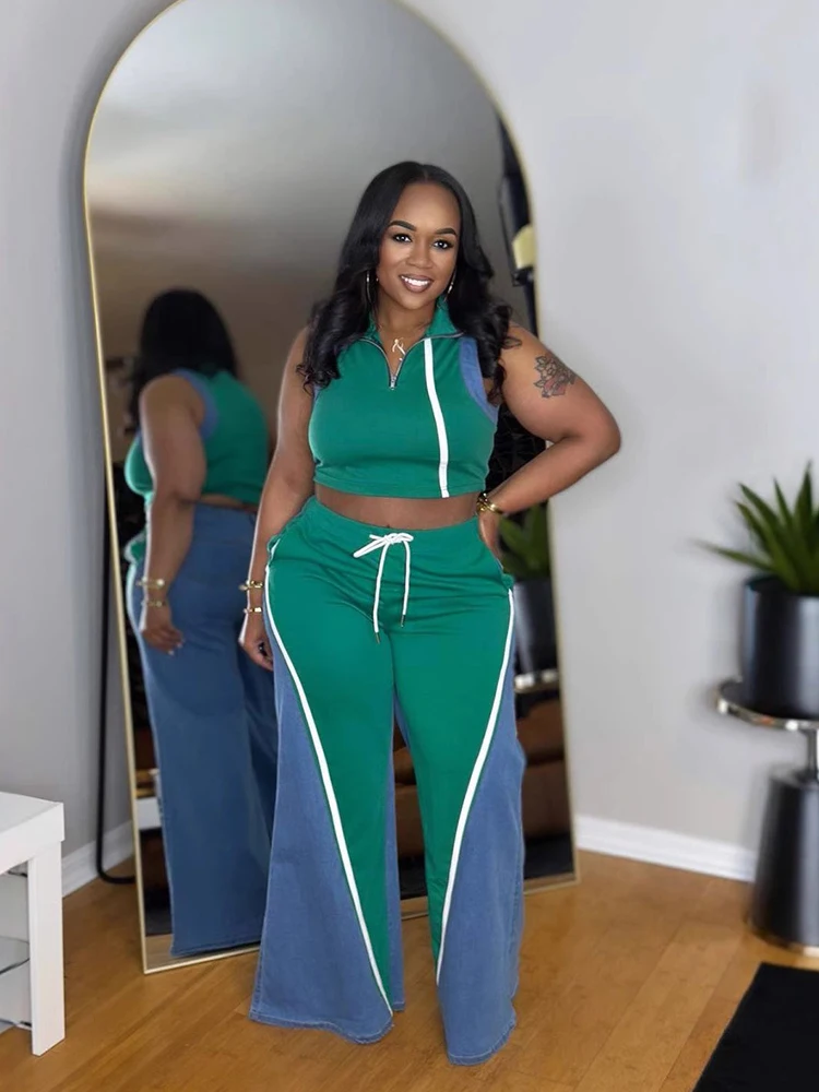 Mulheres elegantes calças e conjunto superior verão sem mangas colete e calças de perna larga casual conjuntos de duas peças roupas atacado dropshipping