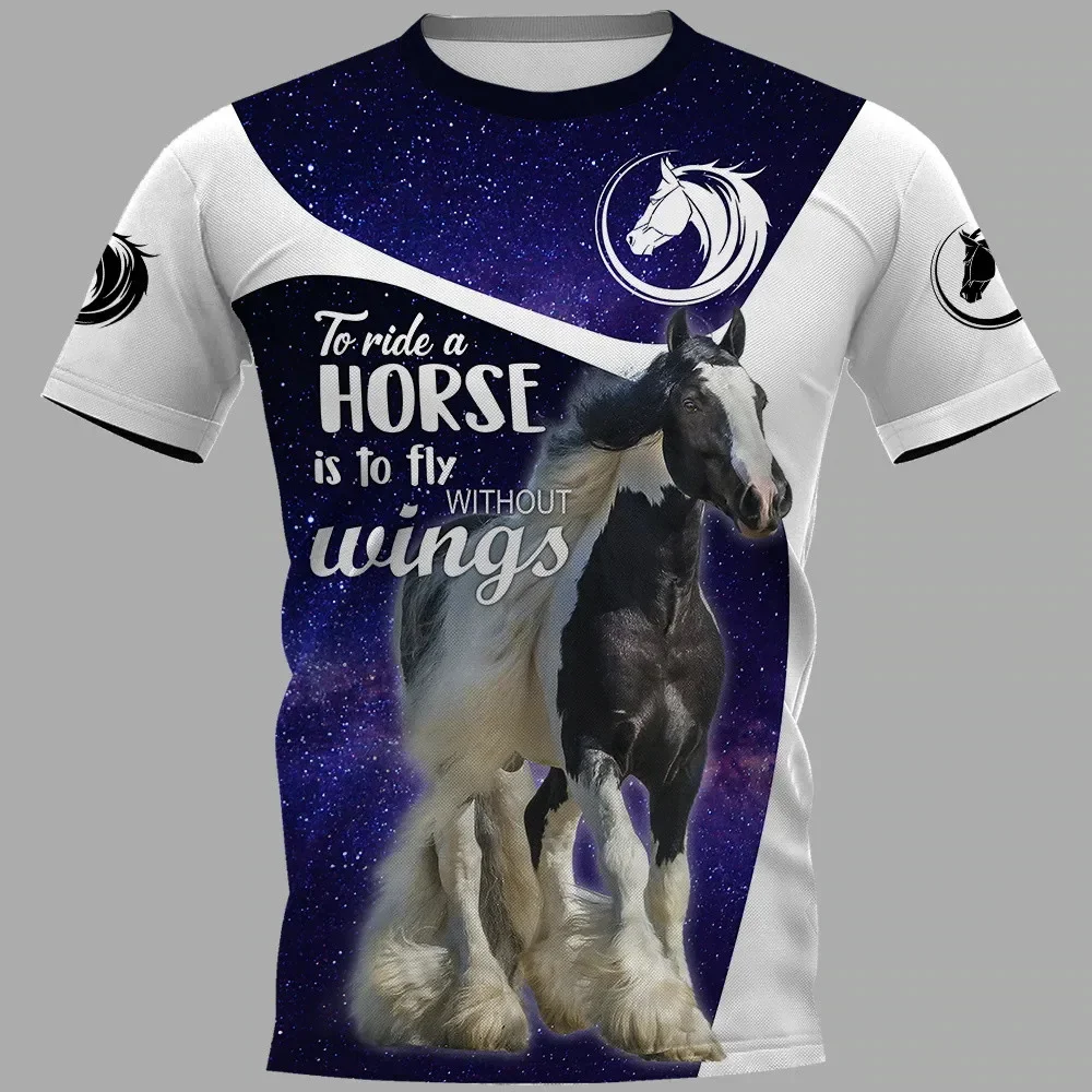

HX Animals Horse T-shirts 3D Graphic Fly Without Wings Tees Gypsy Horse Printed Tops Casual Men Clothing Dropshipping