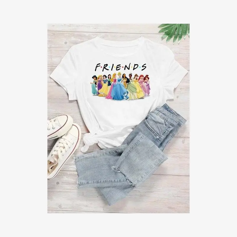 لطيف القط سنو وايت الأزياء الأوروبية والأمريكية فضفاضة مريحة عارضة القطن الرجال والنساء عشاق تي شيرت قصيرة الأكمام #1