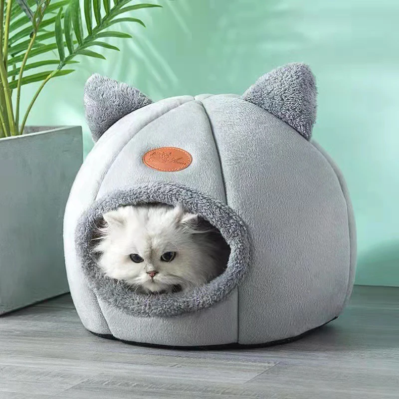 Enclosed Warm Cat Bed For Portable Pet Beds Sweet Kittens Basket Cushion Cat Pillow Mat Tent Puppy Nest Cave Cats House