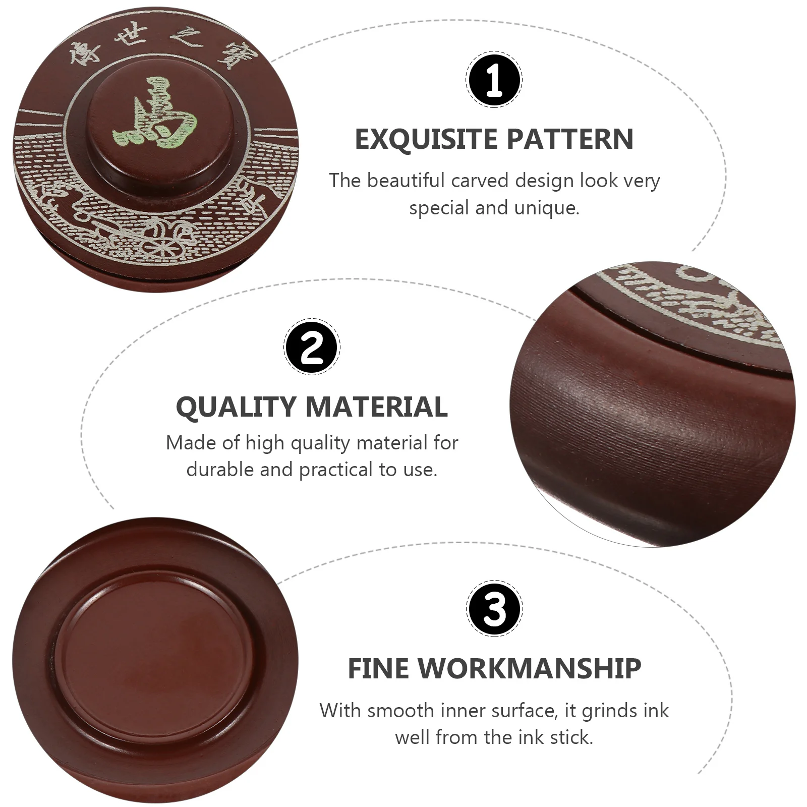

Natural Inkstone 4 Inch Smooth Surface Carved Design Durable Practical Calligraphy Inkslab for Students Painting Accessories