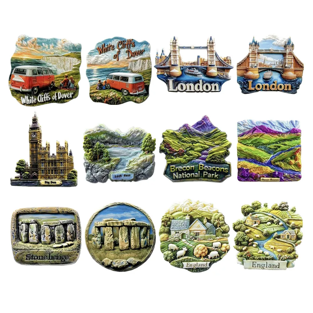 Europe United Kingdom England BigBen Stonehenge Resin 3D Fridge Magnets Tourism Souvenir Refrigerator Sticker Handicraft Gift