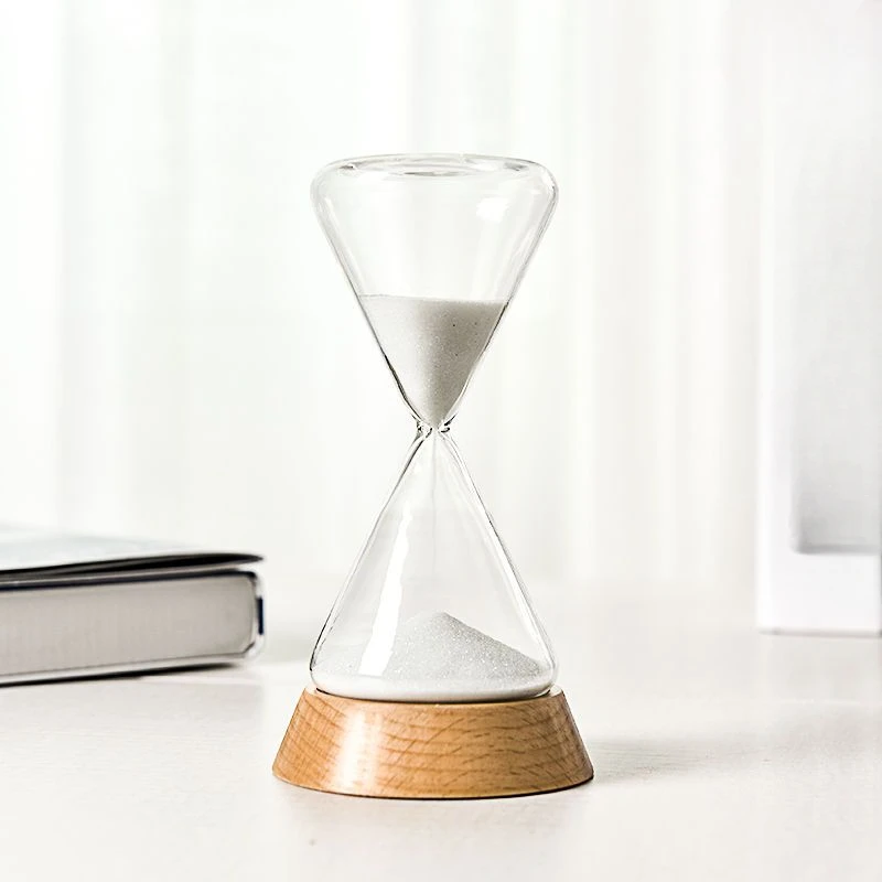 15 Minute or 30 Minute Hourglass Sand Timer White Sand Clock with Wooden Base Hour Glass Sandglass for Office Desktop Decoration