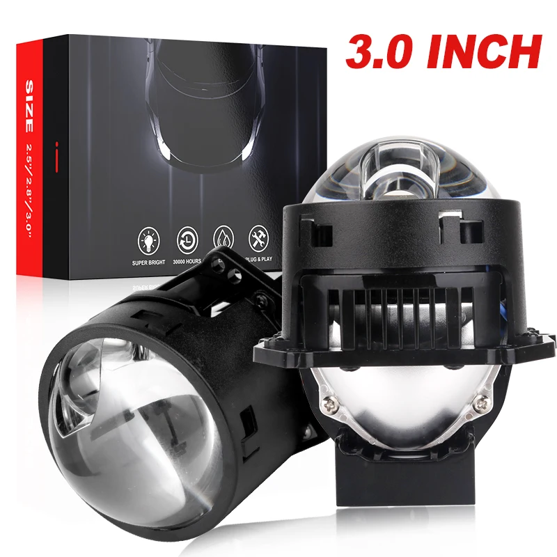 

Комплект из 2 шт. 3,0-дюймовых Bi-LED линз-проекторов для автомобильных фар, 30000 лм, H4 H7 9005 9006, универсальные автомобильные фары дальнего и ближнего света, 6000K, 12В