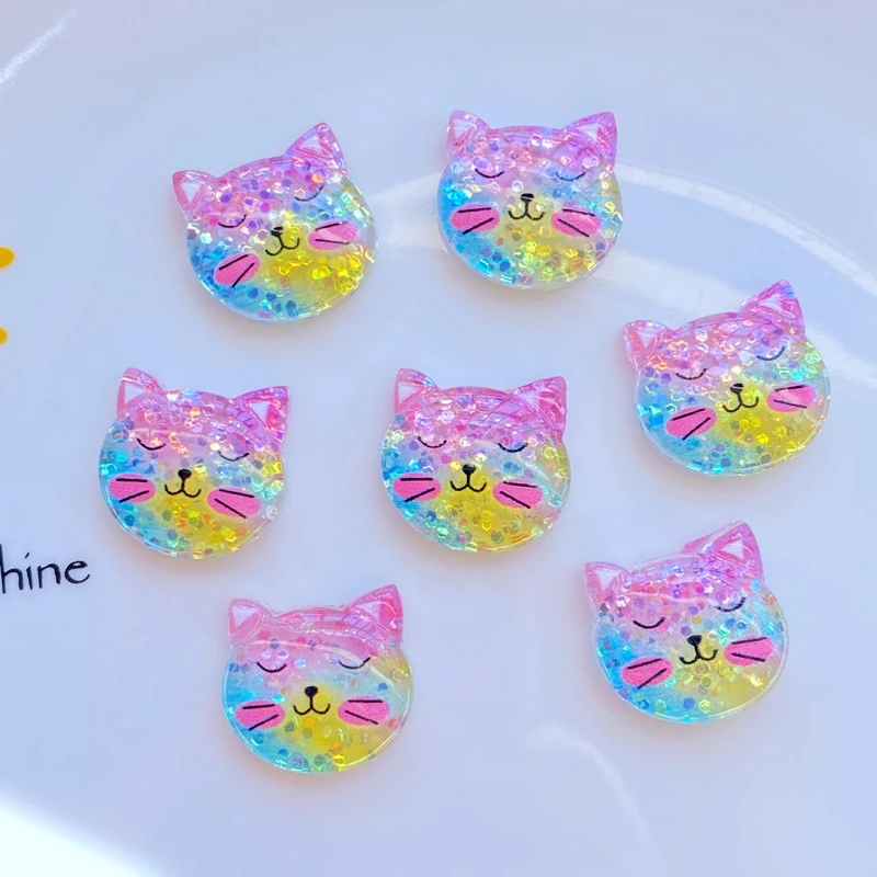 10Pcs New Mini Cute Shiny Cat Flat Back Resin Scrapbooking DIY Jewelry Craft Decoration Accessorie