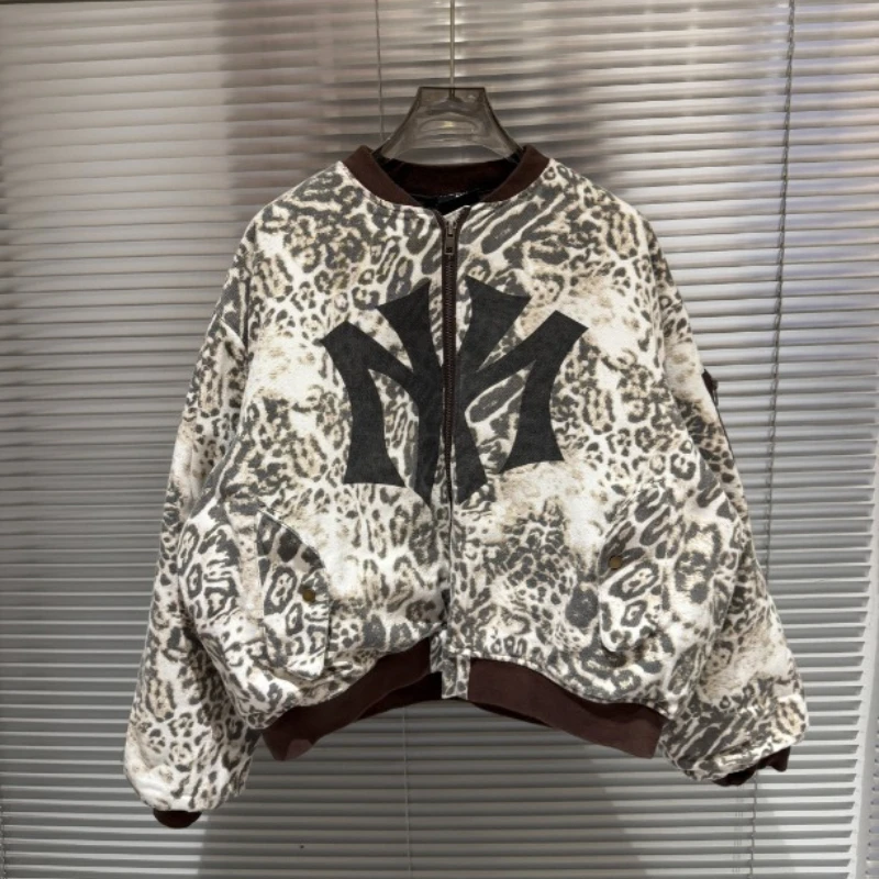 Mowalola visual style: Leopard print jacket / Coat / Insulated Cut-through Winter-Spring Bomber cotton coat