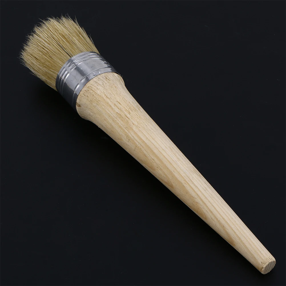 

4 PCS Paint Brushes Round Watercolor Chalk Wax Stencil Painting Walls Furniture Long Handled