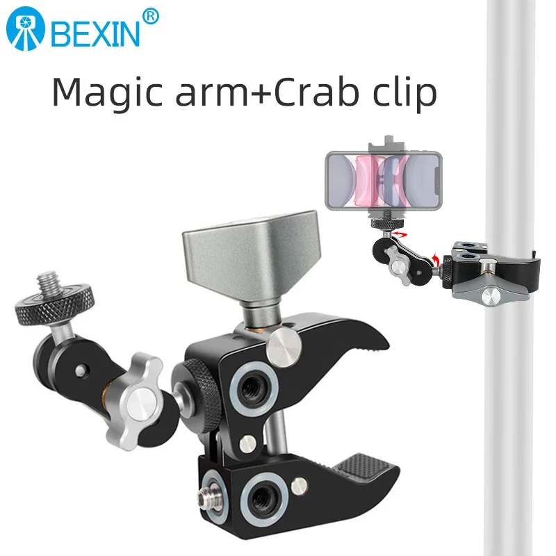 BEXIN Multi-Functional Crab-Shaped Clamp with Ballhead Magic Arm For DJI stabilizer for Freefly Stabilizer/Video C-stand 2164