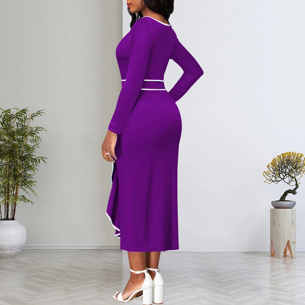 Dresses for Women Elegant O Neck Ruffles Slim Pencil Dress  Casual Work Office Lady Vestidos De Mujer Casual Elegant Midi Robe