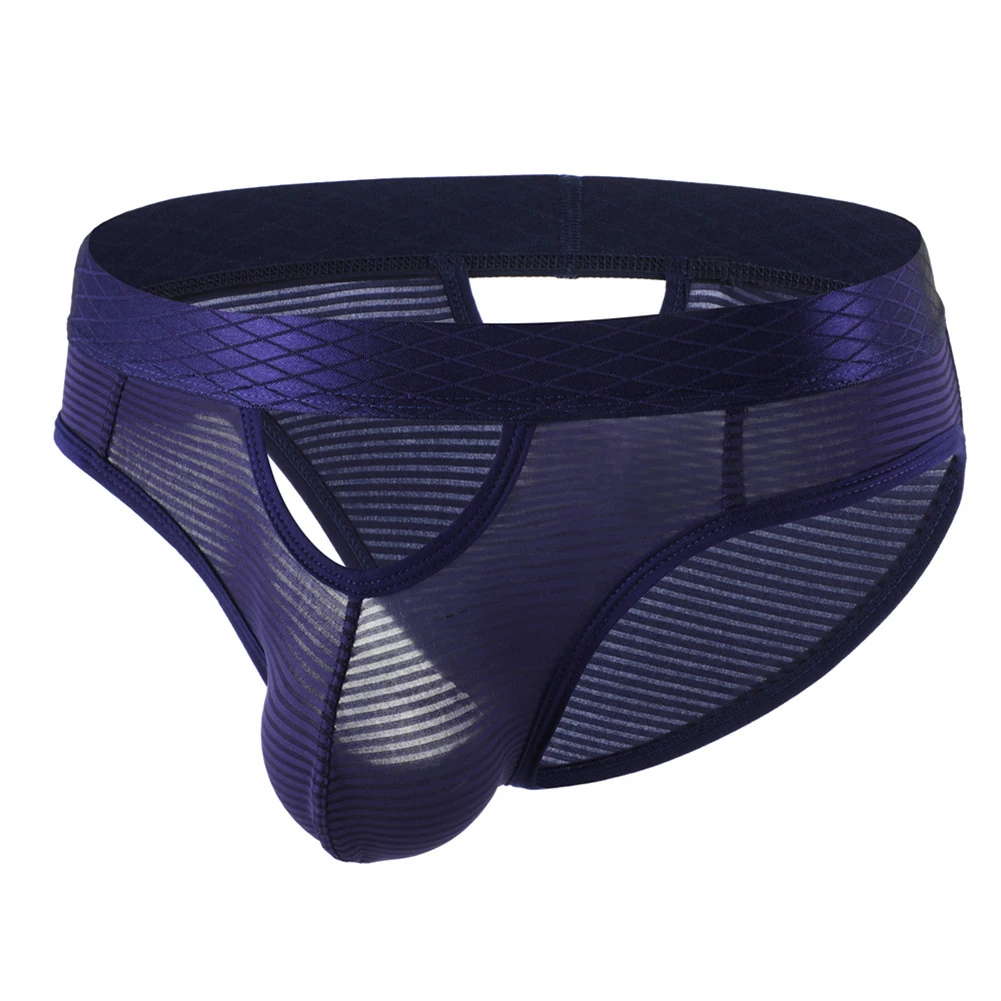 Hollow Out Underpants Breathable Briefs Brand New Condition Daily Wear Mesh Fabric Stripes Pattern For Daily Use
