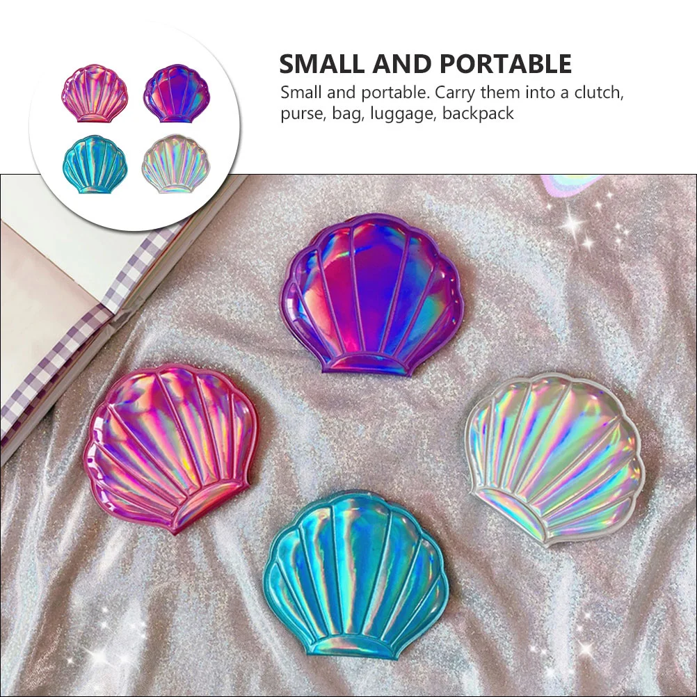 5-delige shell make-upspiegel reizen schattig dagelijks gebruik compacte zakaccessoires hand draagbaar glas