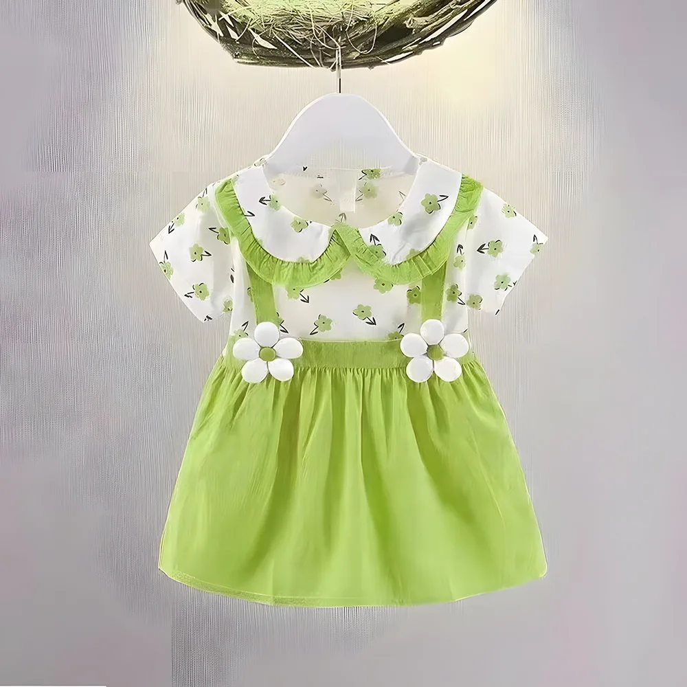 Popular children's dress summer new doll collar cute baby princess skirt foreign style girl