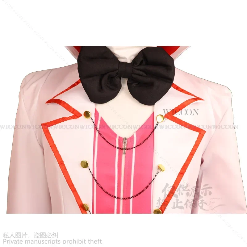 Hazbin Lucifer Cosplay Anime Morningsta Hotel Costume Hat Daddy White Suit Devil Hell Halloween Party Wigs Anime 95cm Props