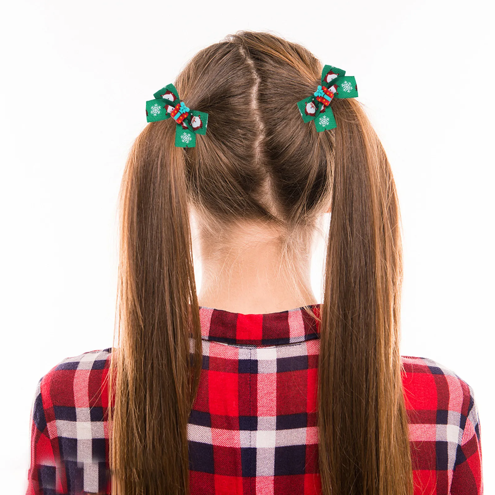 

2Pcs Holiday Bow Hair Ties Christmas Pattern Soft Elastic Hair Bands Ponytail Holder for Girls Women Xmas Party Accessories