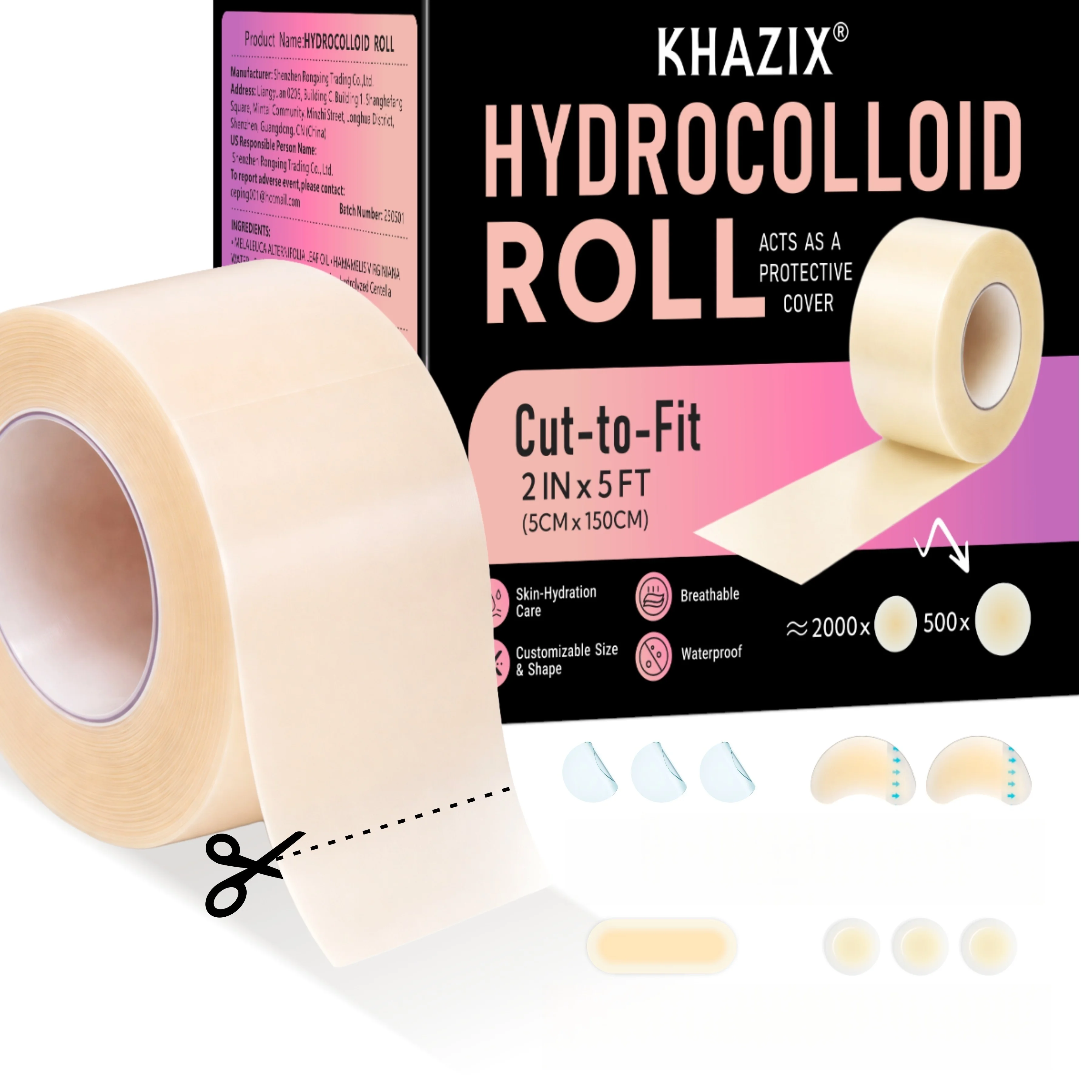 Hydrocolloid Wound Care Roll Cut To Size Patch Bandages Self Adhesive Waterproof Super Absorbent Dressing For First Aid Kit.