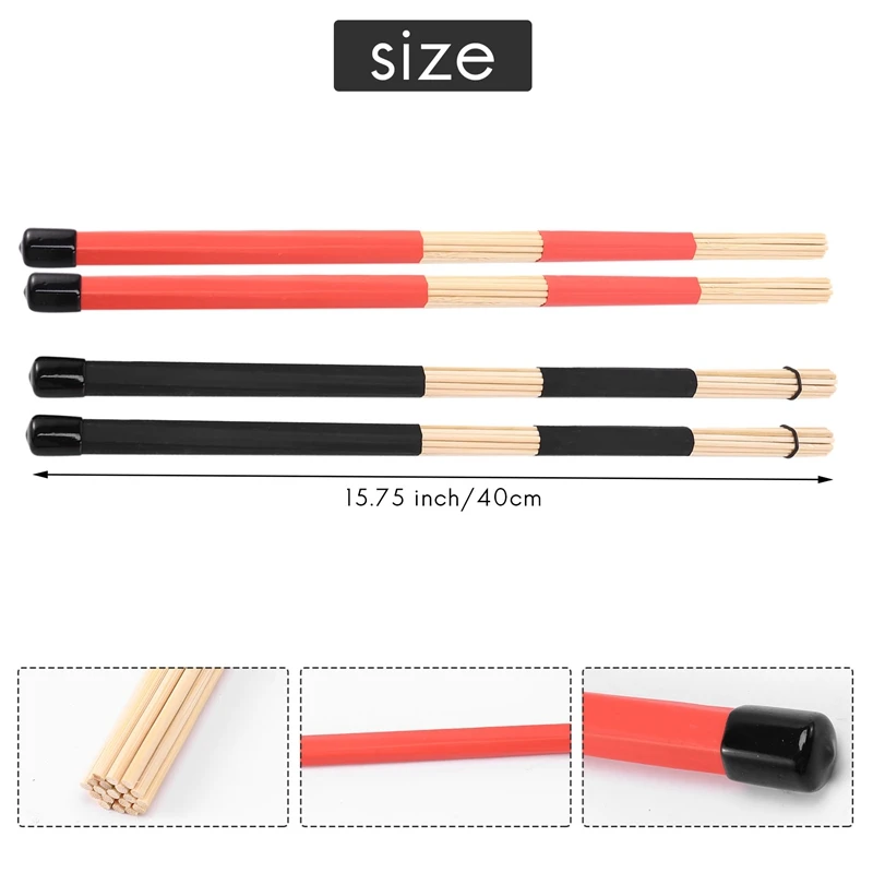 2 Pairs Drum Sticks Brushes Rute Jazz Drumsticks Practical Drumsticks For Skilled Drummers To Create New Sound Of Drum