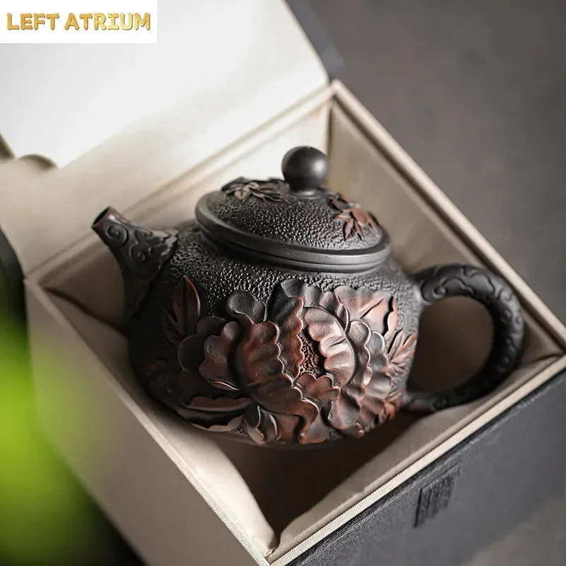 Qingxi Purple Pottery Hand-carved Teapot Household Large Ceramic Teapot Single Pot Kung Fu Tea Set Tea Ceremony Tea Divider