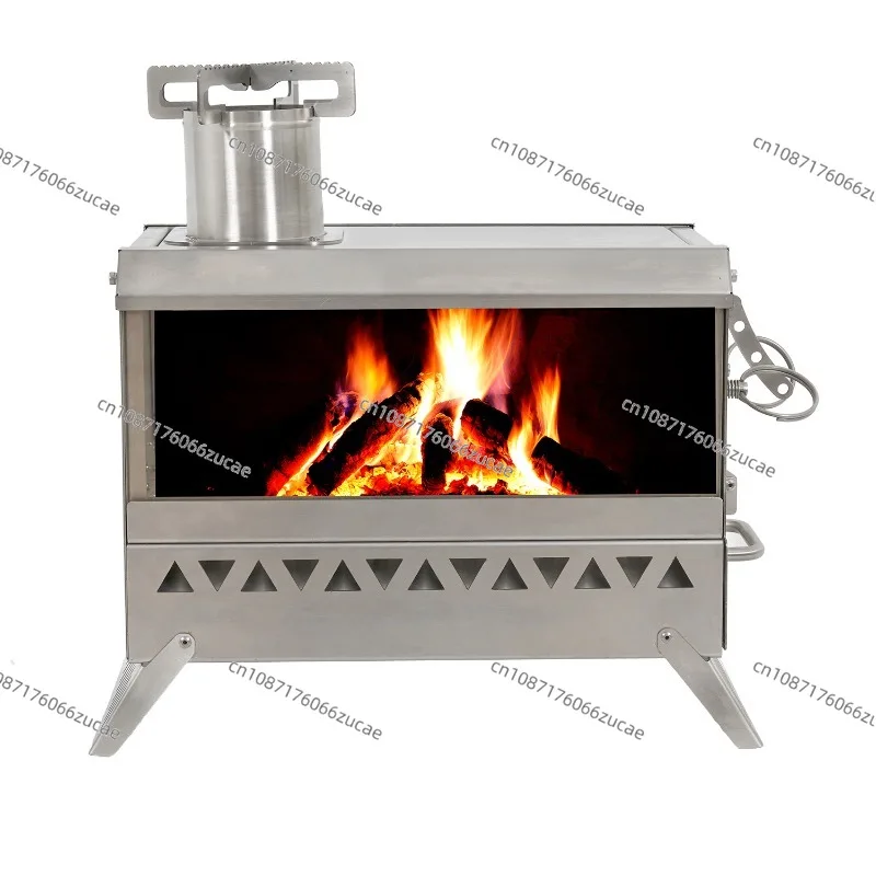 Outdoor Chimney Stainless Steel Wood Stove Tent Camping Portable Heating Stove Boiling Water Picnic Tools with Chimney