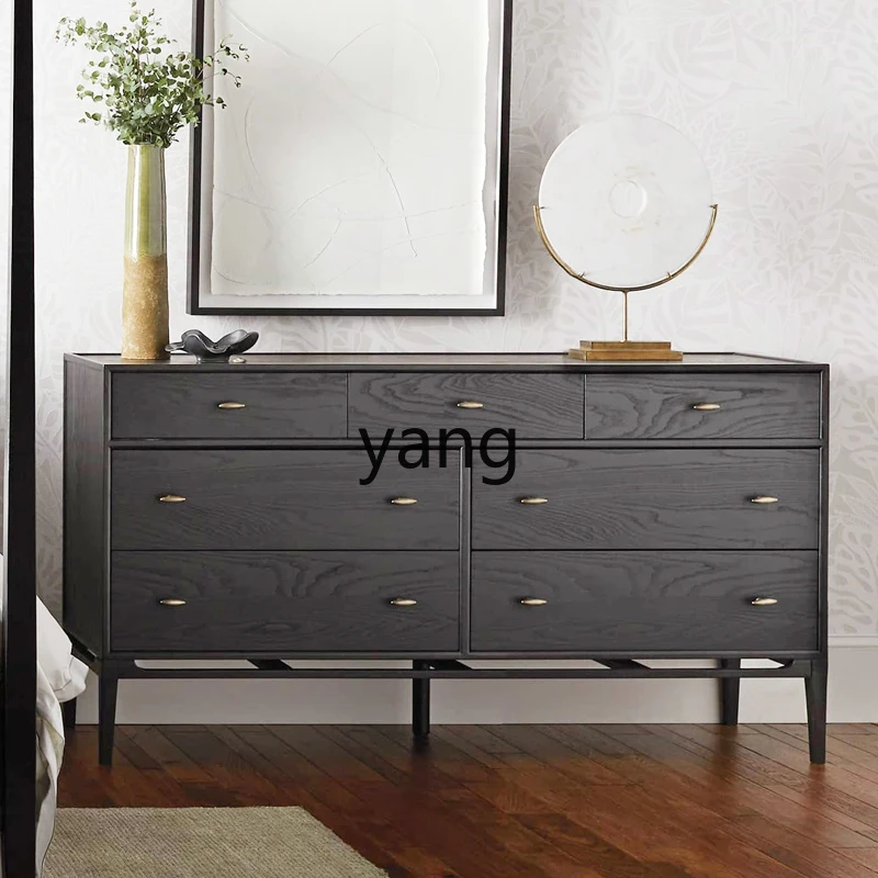 

YHM Retro Solid Wood Black Six-Seven Drawer Entryway Bedroom Storage Cabinet