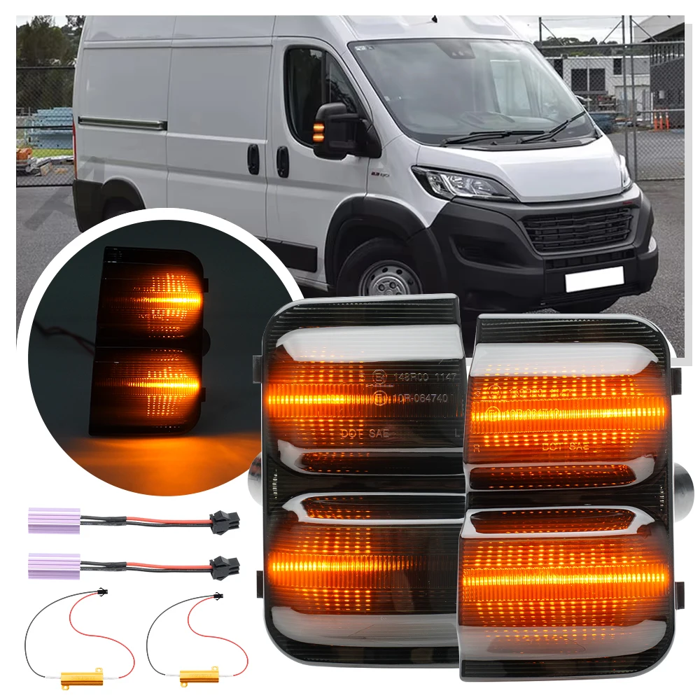 

For Fiat Ducato Peugeot Boxer Citroen Jumper 2006-2023 Opel Movano RAM LED dynamic Turn Signal Side Mirror Lights Indicator Lamp