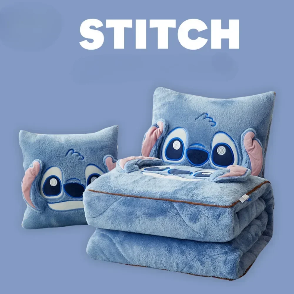 Coperta Disney Stitch inverno New Stitch Hello Kitty cuscino ricamato coperta 2-in-1 divano ufficio coperta pisolino natale