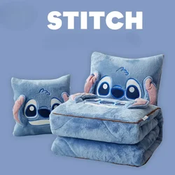 Disney Stitch Blanket Winter New Stitch Hello Kitty Embroidered Pillow Blanket 2-in-1 Sofa Office Nap Blanket Christmas Gift