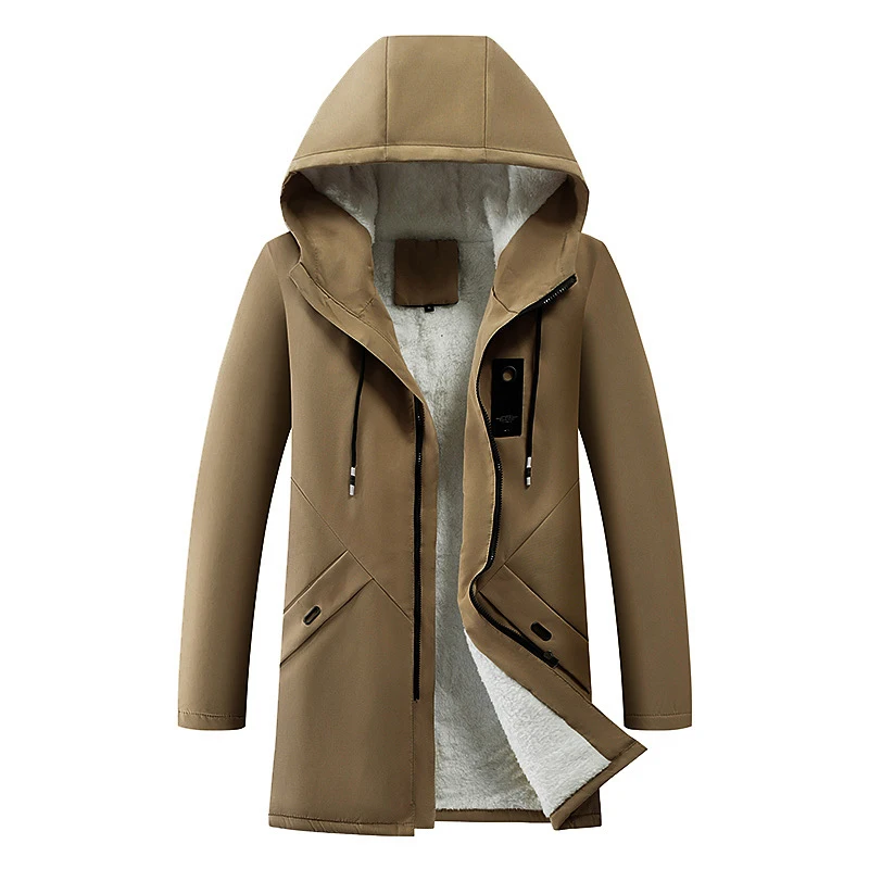 Parkas largas y cálidas de invierno para hombre, cazadora de lana para esquí de montaña, abrigos con capucha, chaquetas acolchadas gruesas de algodón para hombre, ropa