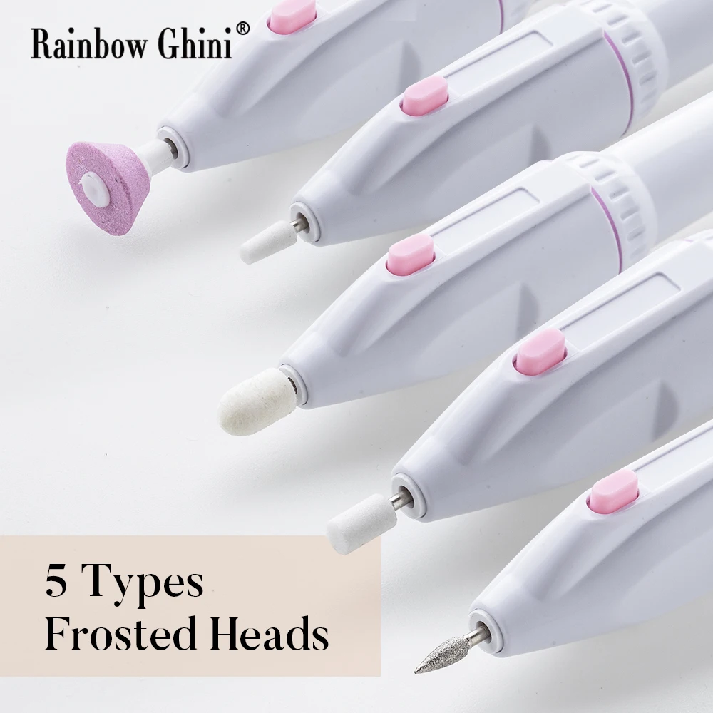 Pulidor de uñas, Mini taladro eléctrico para uñas, conjunto adecuado para uñas y pies, herramientas profesionales portátiles para decoración de uñas