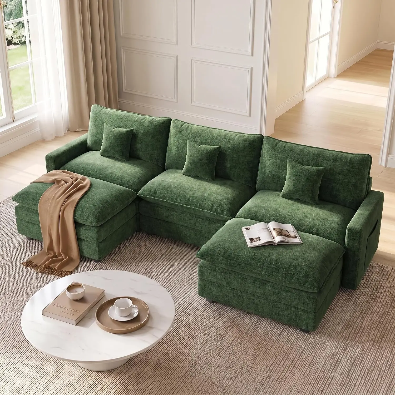 108 Inch Cloud Sectional Sofa U Shaped Modular Living Room Furniture, Customized