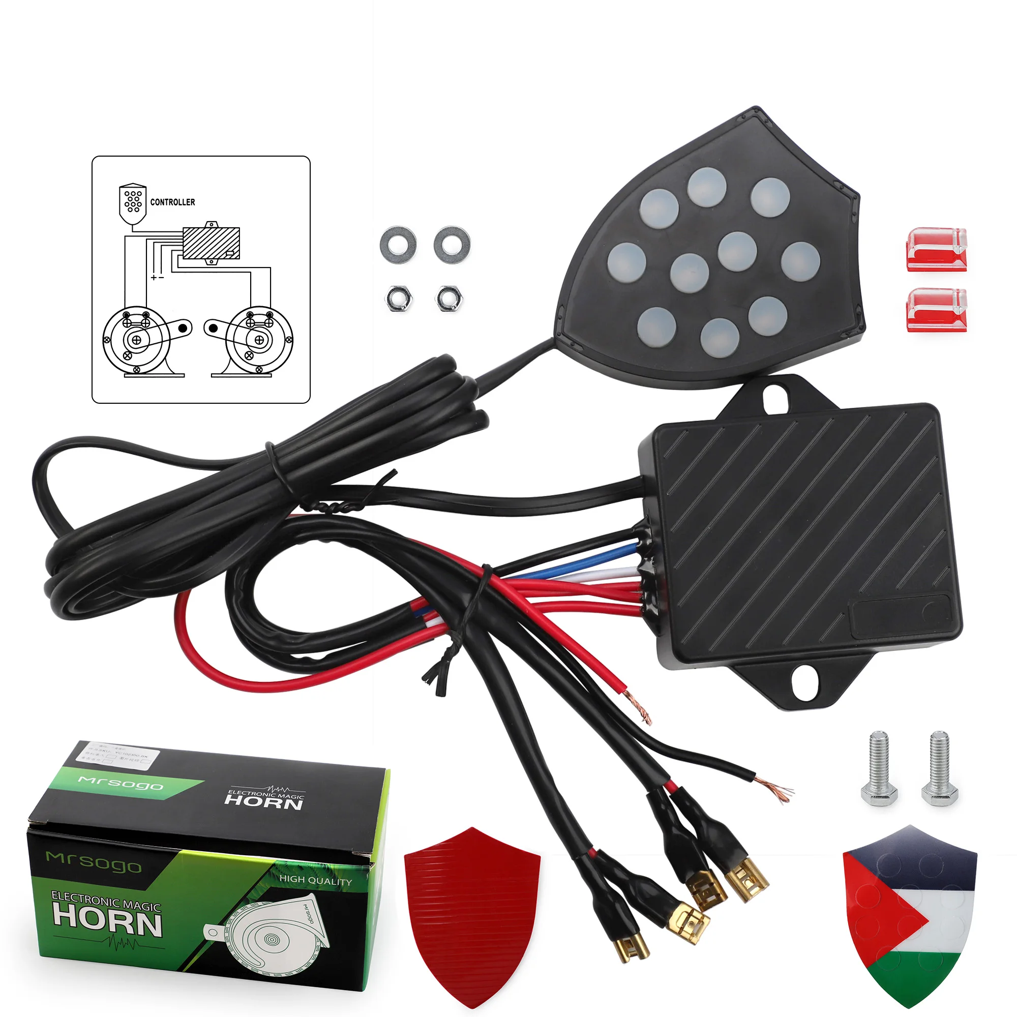 12V-24V Universal Electronic Horn 10 Sound Musical Controller Regulator Monitor Automotive modification accessories