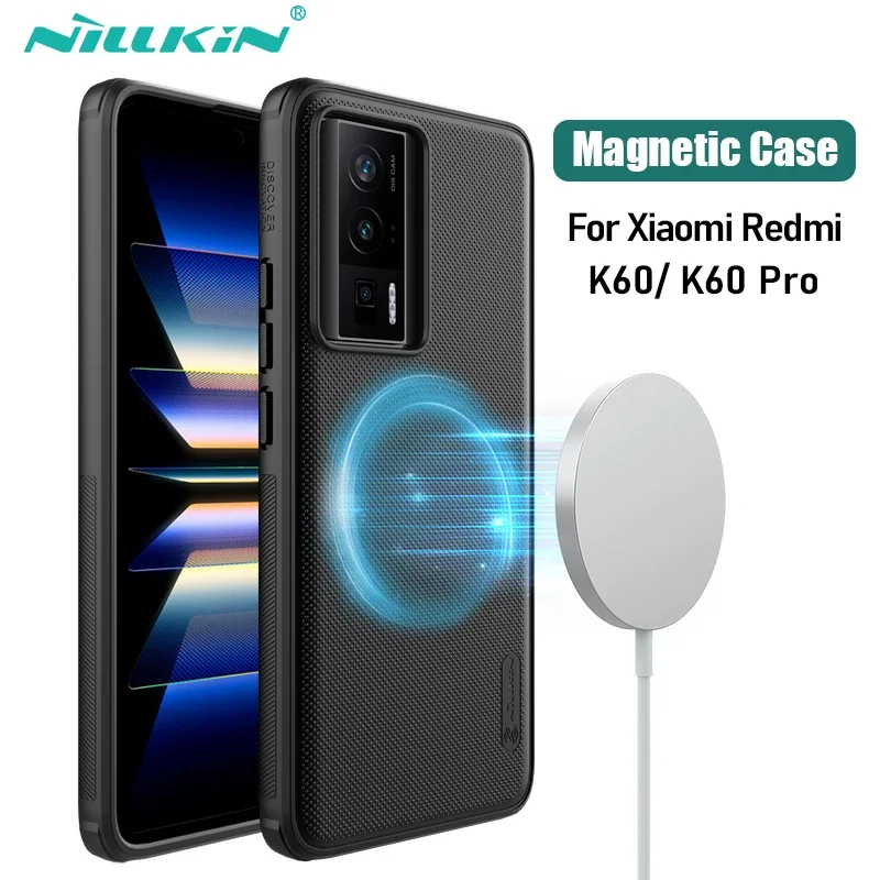 For Xiaomi Redmi K60 for Redmi K60 Pro Magsafe Case NILLKIN Super Frosted Shield Pro Magnetic Wireless Charging Cover