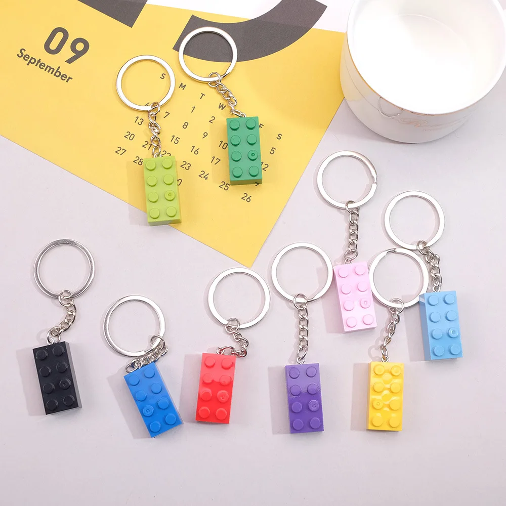 10Pcs MOC 2x4 Key Chain Building Blocks Creative Gift with MOC Brick Keychain Bricks Plate Compatible