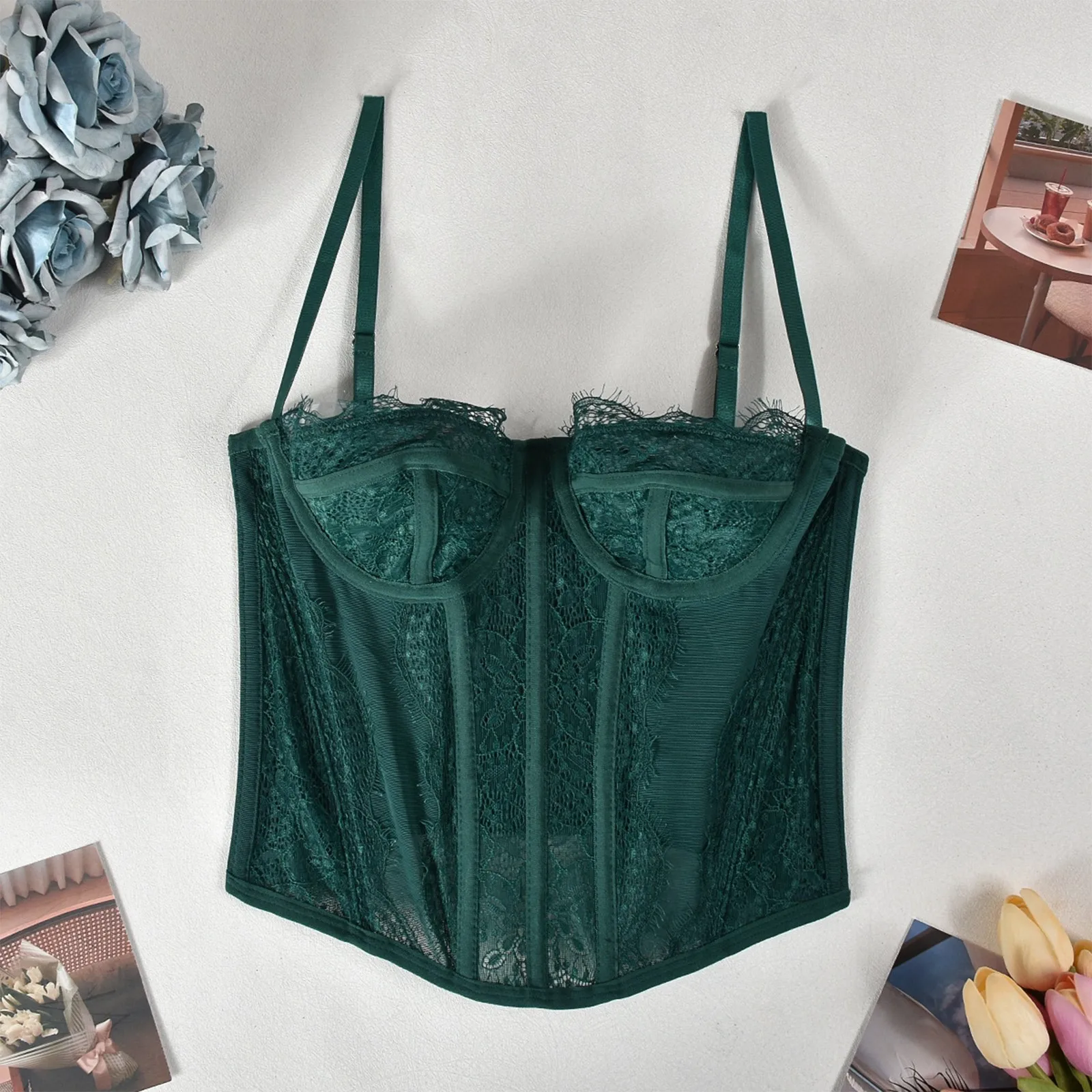 Corset Top Bustier Sexy Vrouwen Plus Size Bovenborst Korset Blouse Kant Gothic Vintage Mode Middeleeuwse Sexy Hemdje Body Shaper