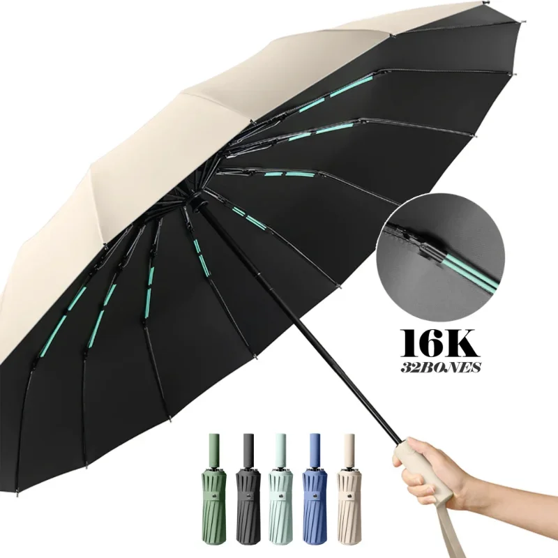 Windproof Compact Umbrellas Automatic Fold Business Luxury Sun Rain Umbrella Travel 16K Double Bones Large Umbrella