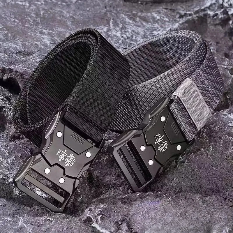 Genuine Tactical Belt Black Quick Release Outdoor Men's Belt Buckle Quick Release Elastic Belt Sport Nylon Braided Belts for Men