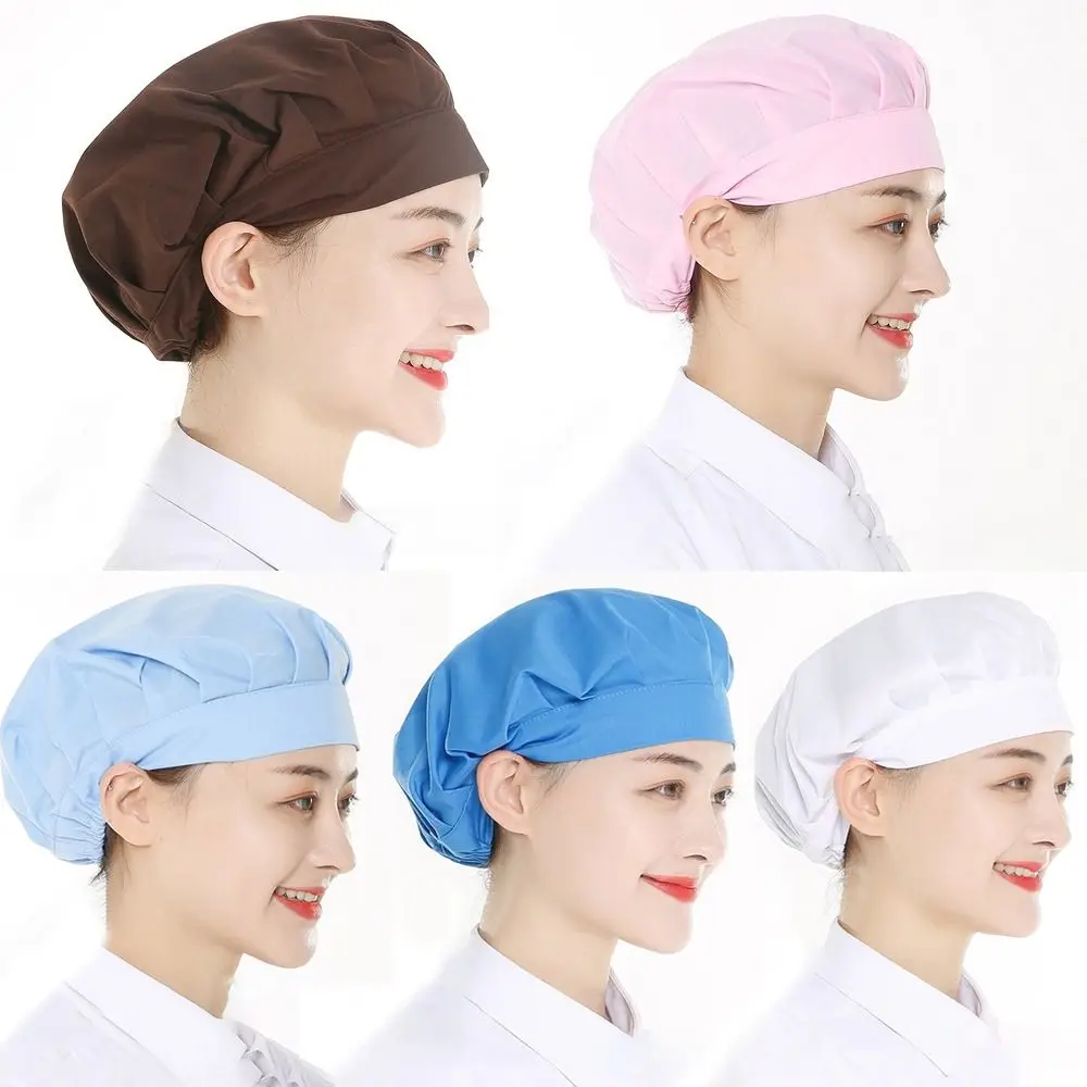 Women Man Cotton Dust proof Work Cap Food Service Work Headband Chef Cap Bundled Hair Cook Hat Canteen Catering