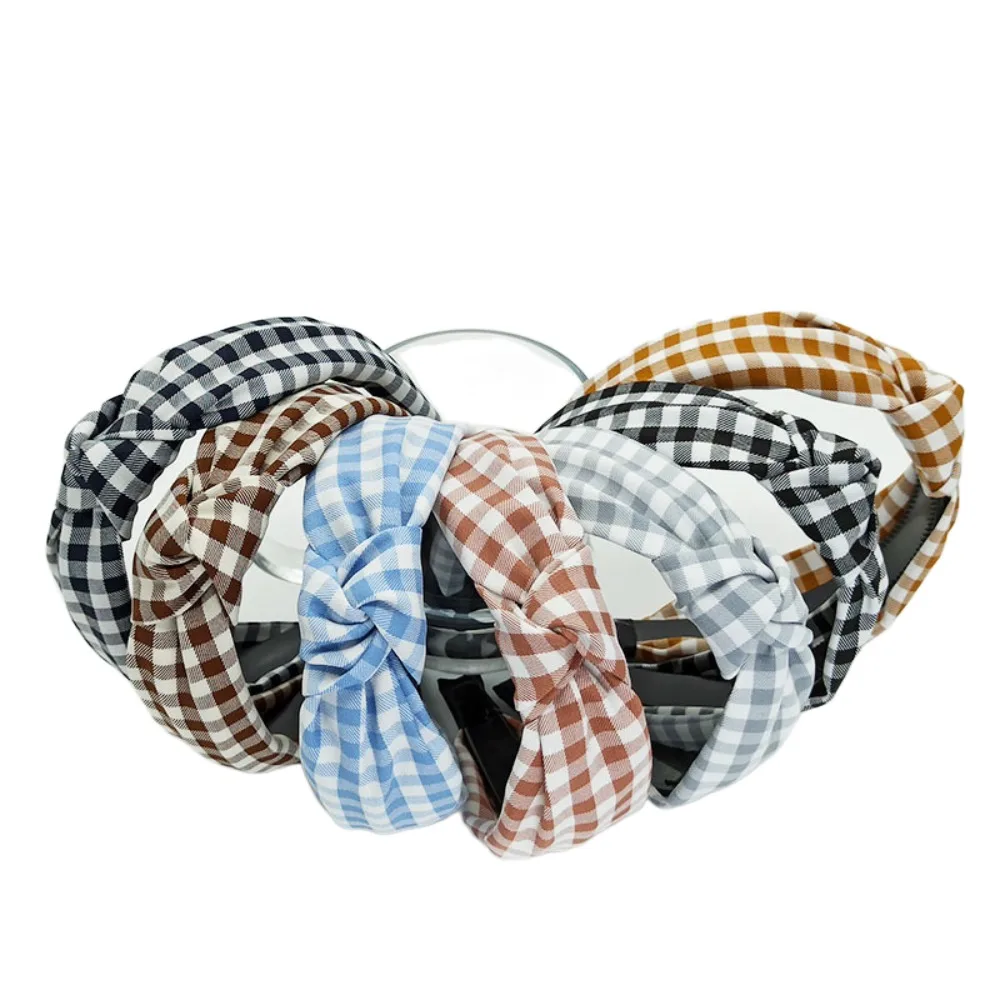 Cross Knotted Headband New Turban Classic Lattice Women Hairband Cloth Wide Headdress Shopping Dating