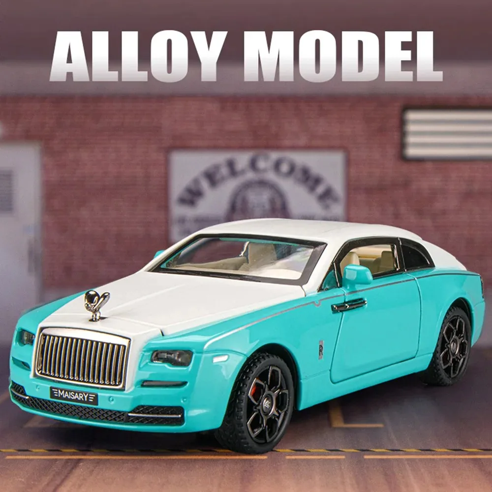 

1/32 Rolls Royce Wraith Alloy Cars Toys Diecast Models Wheel Pull Back Sports Car with Light Sound Vehicles Boys Birthday Gifts