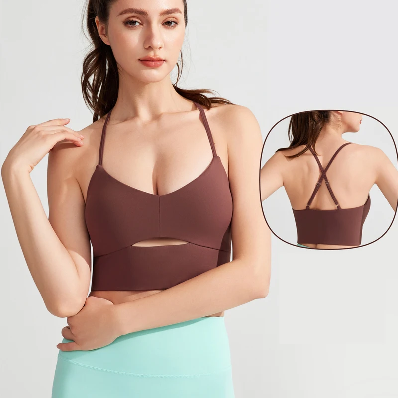 Women Fitness Yoga Bra Solid Color Stretchy Soft Sports Underwear Gathered Push Gym Running Crop Top Female Workout Clothes