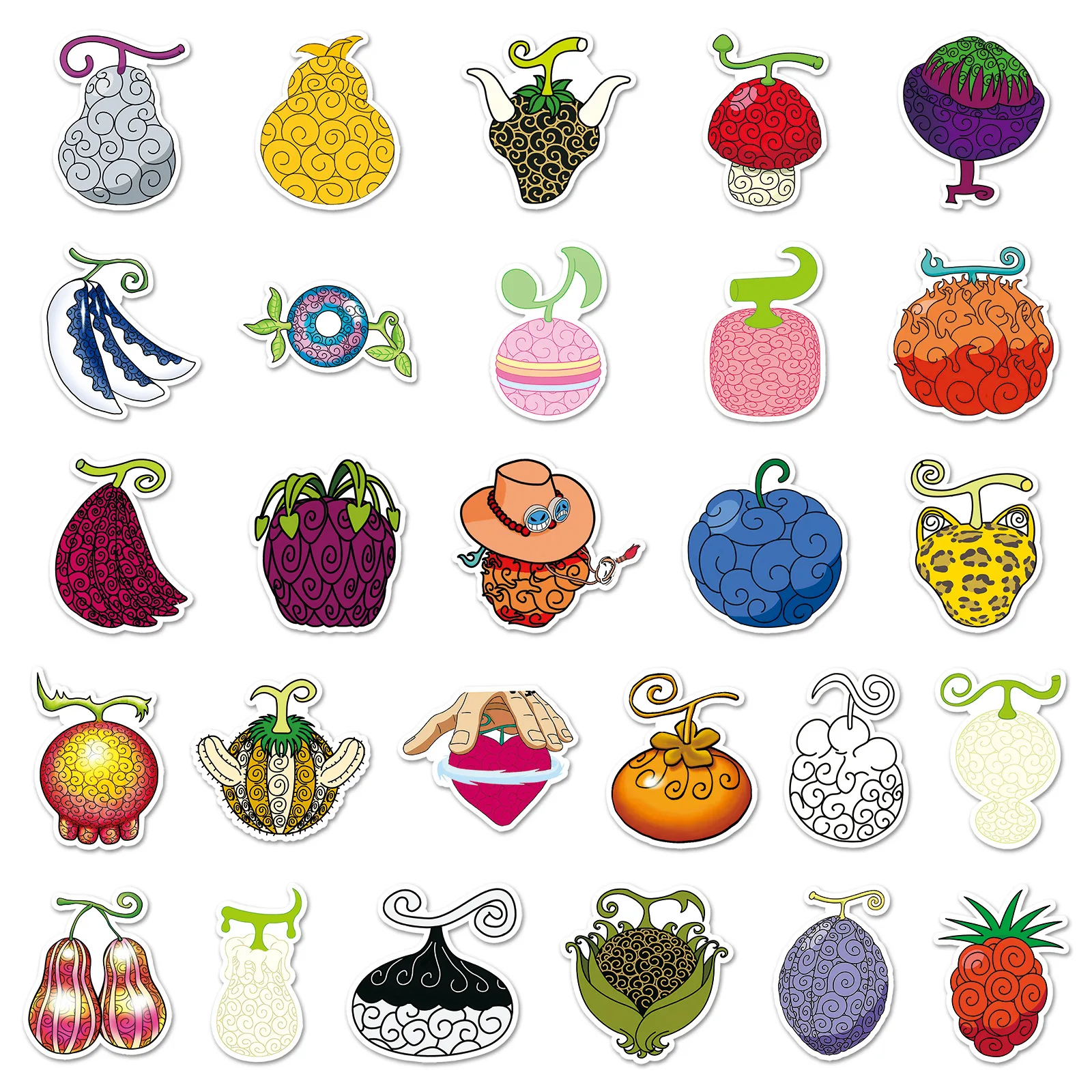 10/30/52 قطعة واحدة أنيمي الشيطان الفاكهة الكرتون الكتابة على الجدران ملصق الديكور DIY بها بنفسك حقيبة الكمبيوتر المحمول الهاتف الغيتار ملصق طفل هدية