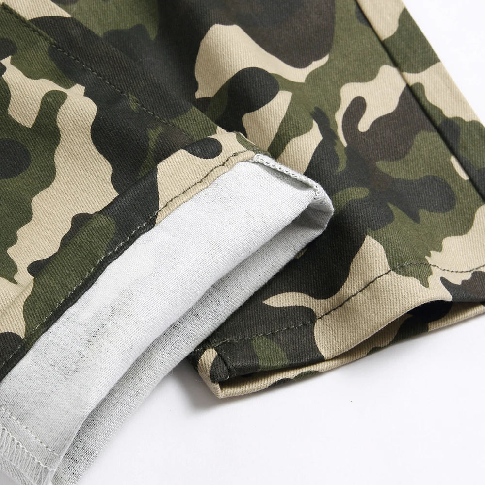 بنطال جينز رجالي بنمط مموه بطباعة مموهة من قماش الدنيم بنطلون مستقيم نحيف #5