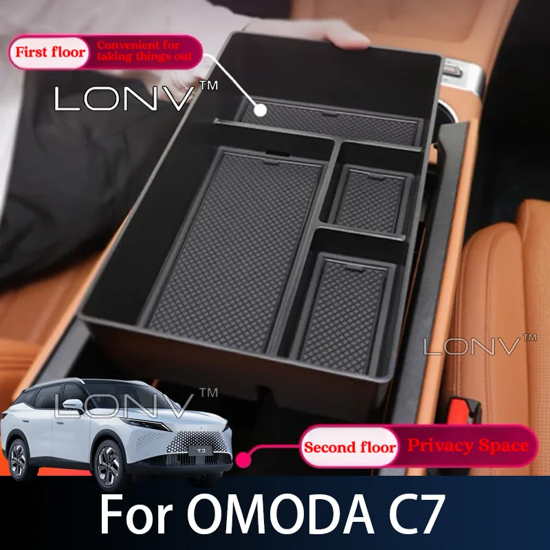 Car Interior Accessories for OMODA C7 2026 2027 Cup Holder Center Console Armrest Storage Box Anti Dirt Pad Organizer Tidying