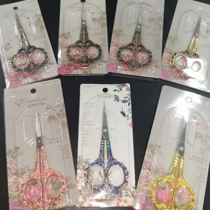 1Pcs Stainless Steel Nail Art Vintage Scissors Retro Nail Art Foil Cutter Blossom Scissor Sewing Fabric Manicure Tool