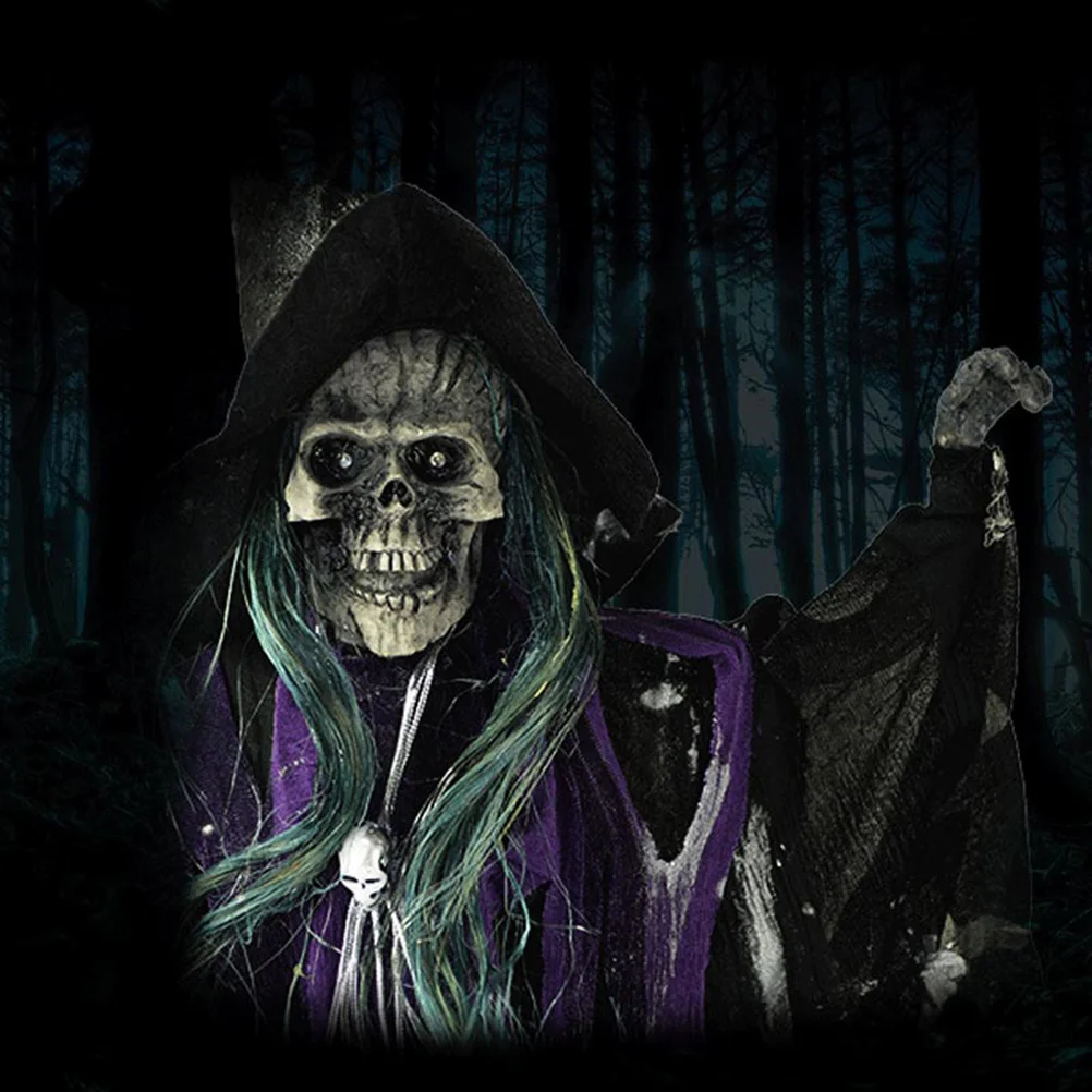 

1Pcs Voice Controlled Hanging Necromancer Ghost Halloween Prop Scary Sound Wings Moving Halloween Party Decorations Haunted