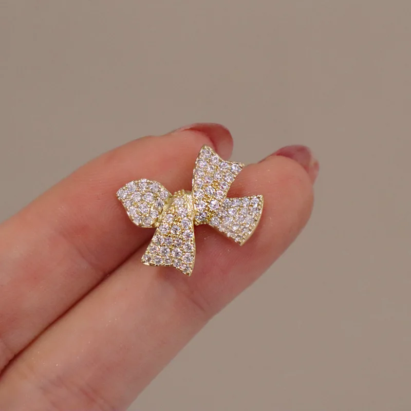Mini Full of Rhinestone Bowknot Brooch Lovely Crystal Pin Buckle For Women Fashion Clothing Accessories