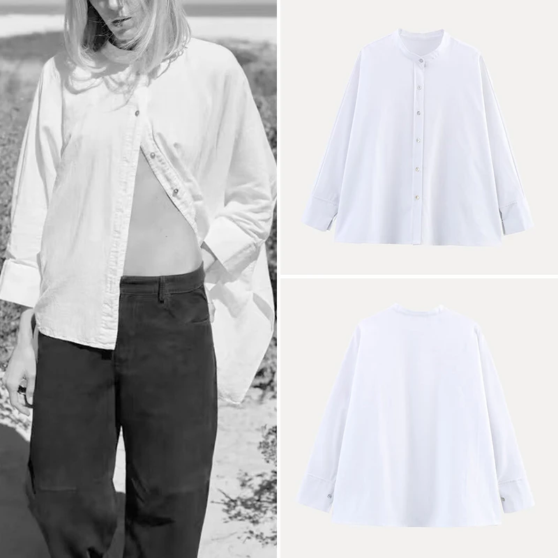 

Spring 2025 Women's irt Drape Sle Linen Mixed Pattern Elegance Long Sve Turn-down Collar Regular Length Polyester Fiber