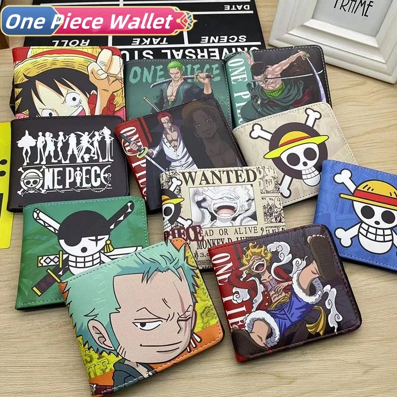 

one piece new short wallet Straw Hat Luffy Zoro anime coin purse student men's card holder trendy cute wallet ID passport