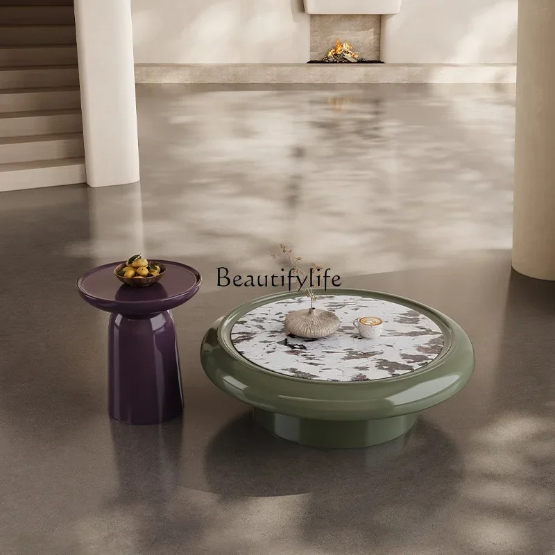 

yj9 Premium Italian minimalist coffee table size round modern simple living room home coffee table combination